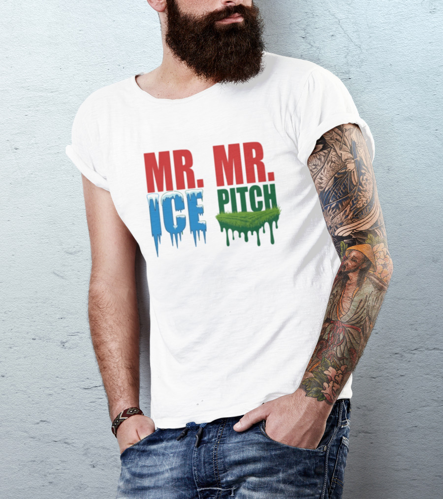 MR ICE MR PITCH Frosty Letters Green Grass Drips T-Shirt