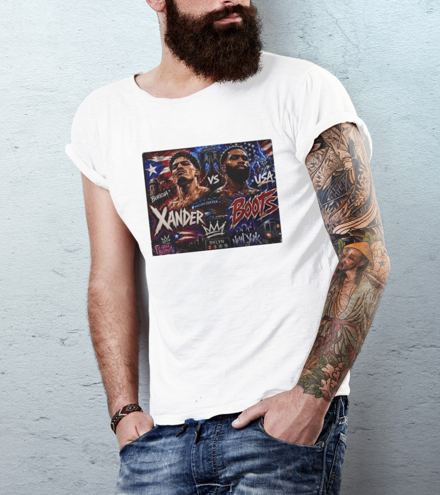 Xander Boots Boricua Vs USA Barclays Center Brooklyn NYC 718 T-Shirt