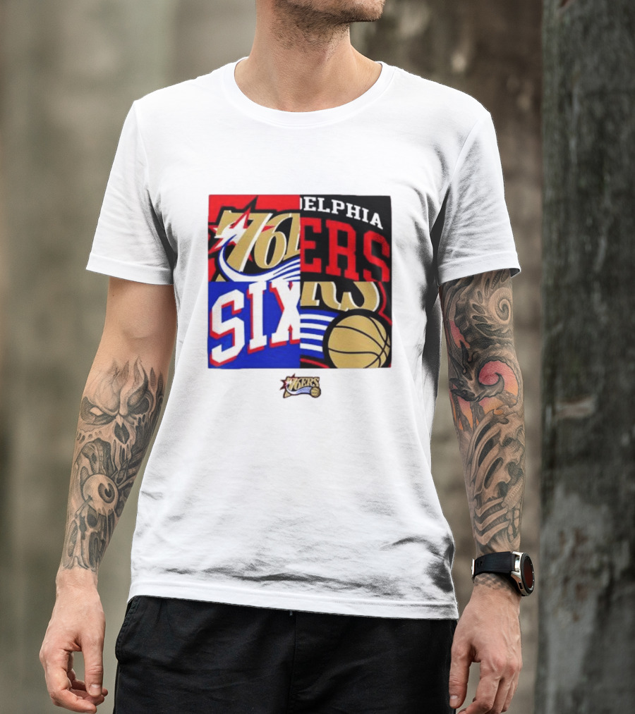 Philadelphia 76ers Vintage Block Logo Compilation NBA Basketball Fan Merch T-Shirt