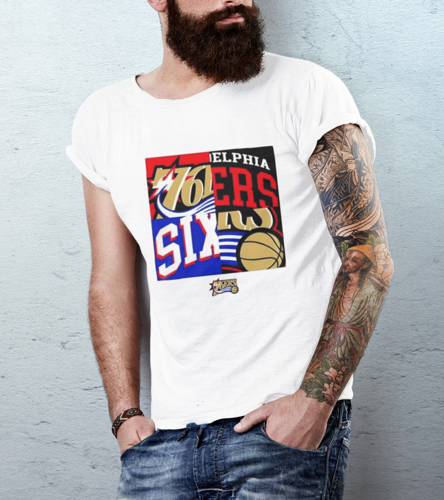 Philadelphia 76ers Vintage Block Logo Compilation NBA Basketball Fan Merch T-Shirt