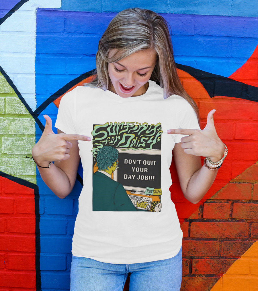 Surfing For Daisy Tour 2026 Don't Quit Your Day Job Retro Comic T-Shirt
