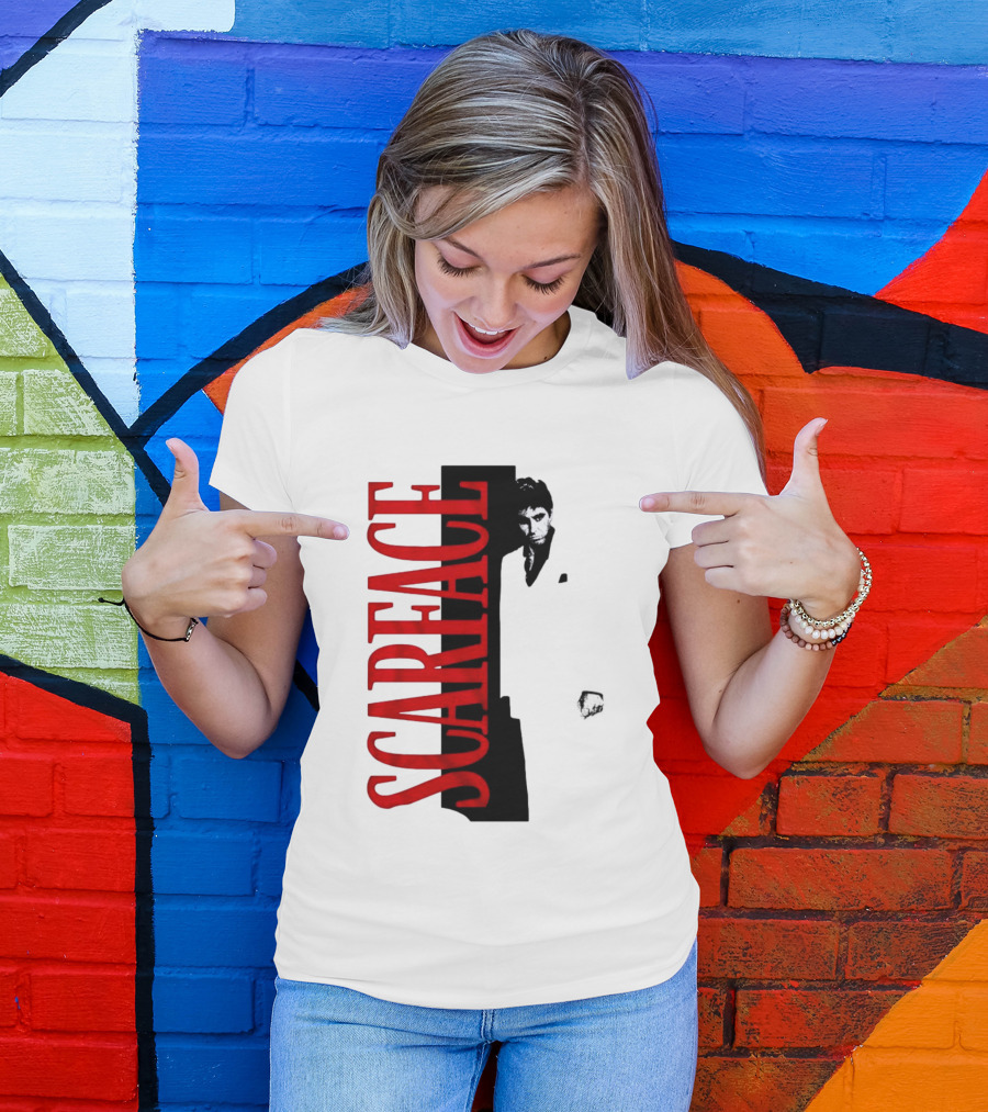 Tony Montana Scarface Movie Iconic Red Black T-Shirt