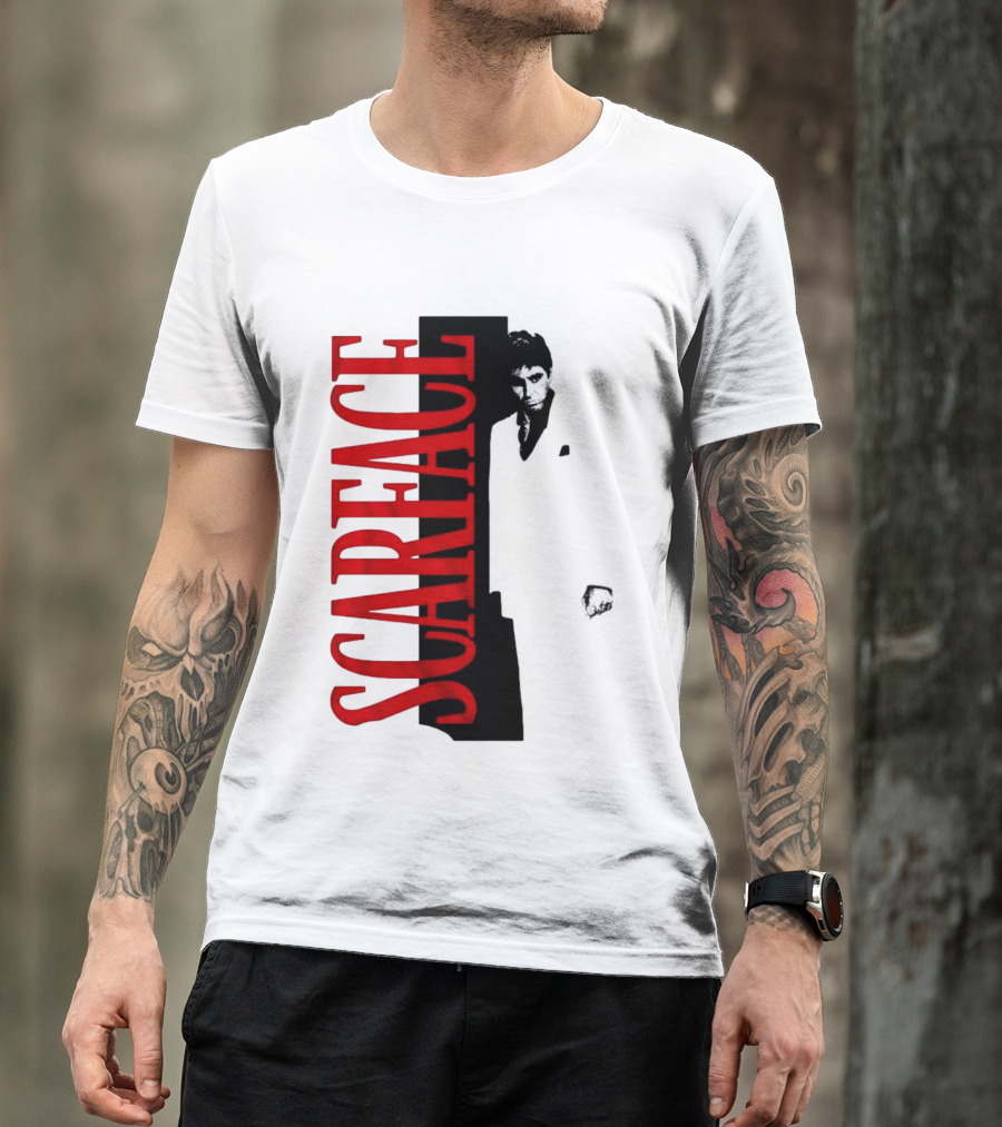 Tony Montana Scarface Movie Iconic Red Black T-Shirt