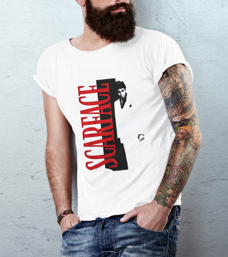 Tony Montana Scarface Movie Iconic Red Black T-Shirt