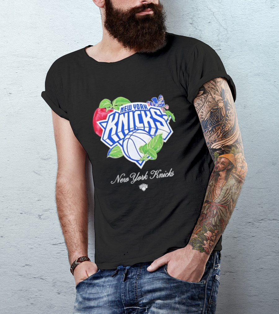New York Knicks Lifestyle Capsule Floral Fruit Apple Basketball T-Shirt