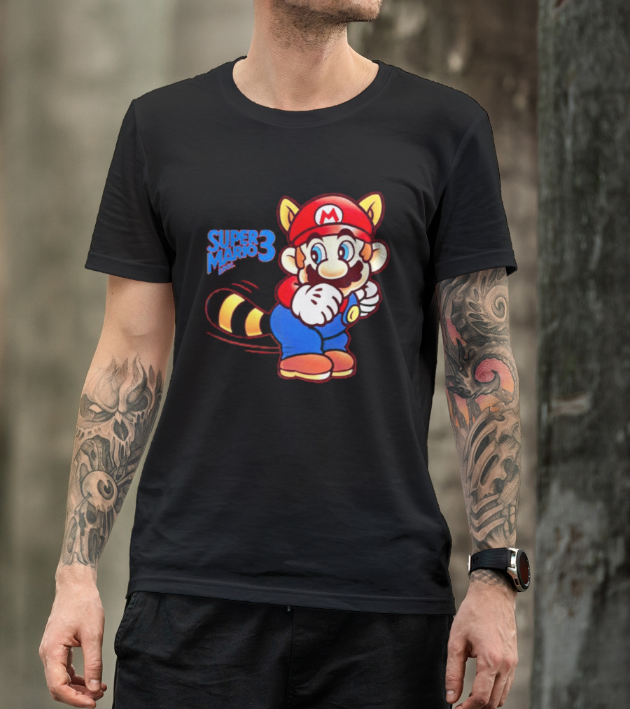 Super Mario Bros 3 Raccoon Mario Tail Whip Retro Game Nostalgia T-Shirt