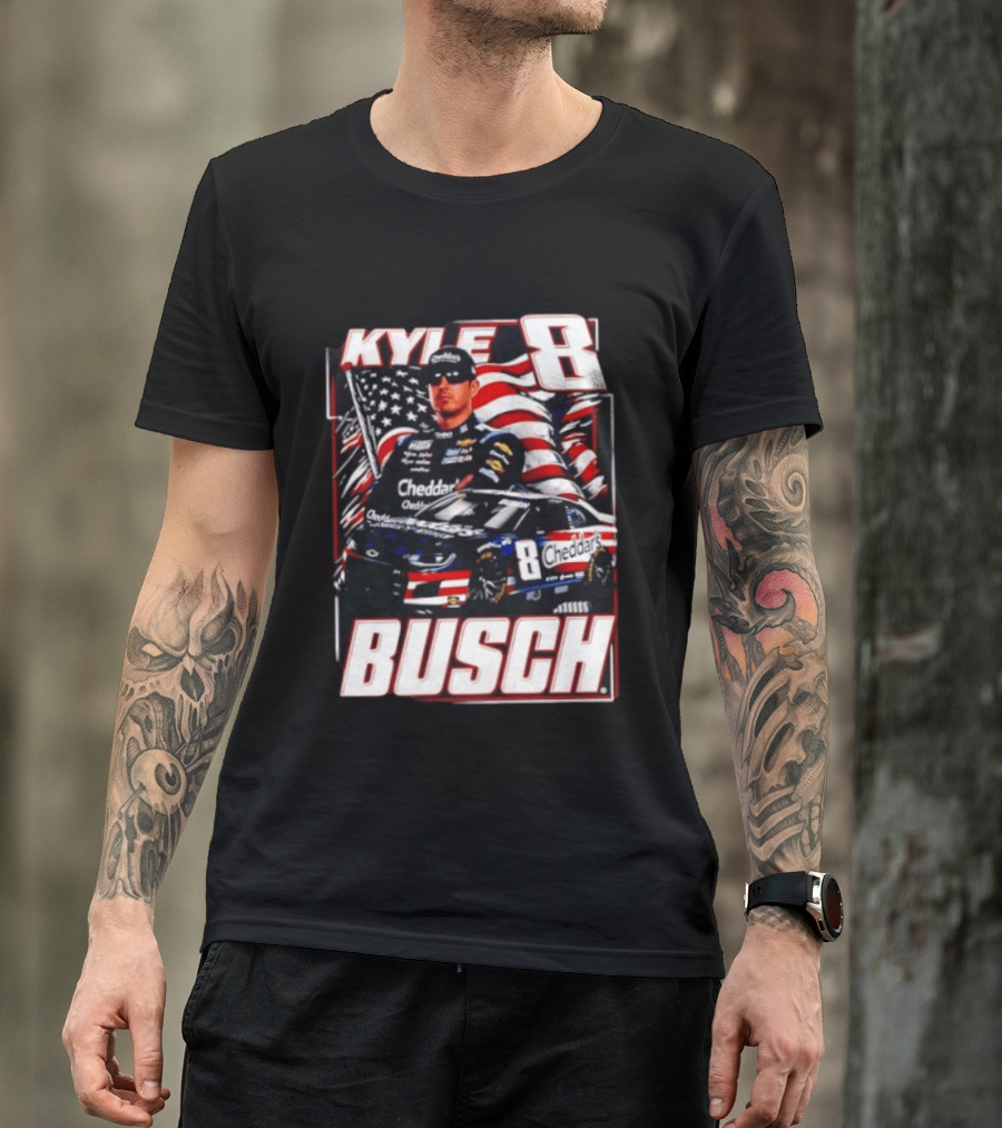 Kyle Busch 8 Cheddar's Racing With American Flag T-Shirt
