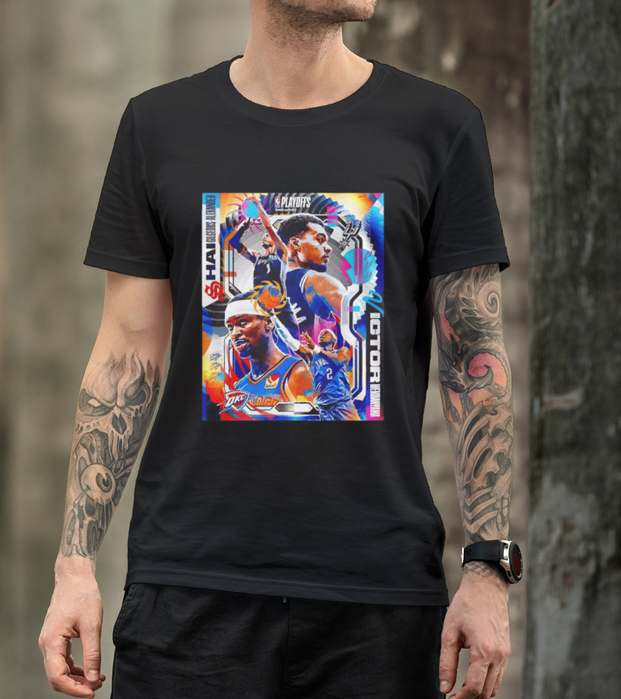 NBA Playoffs Shai Gilgeous Alexander OKC Thunder Victor Wembanyama Spurs Matchup T-Shirt