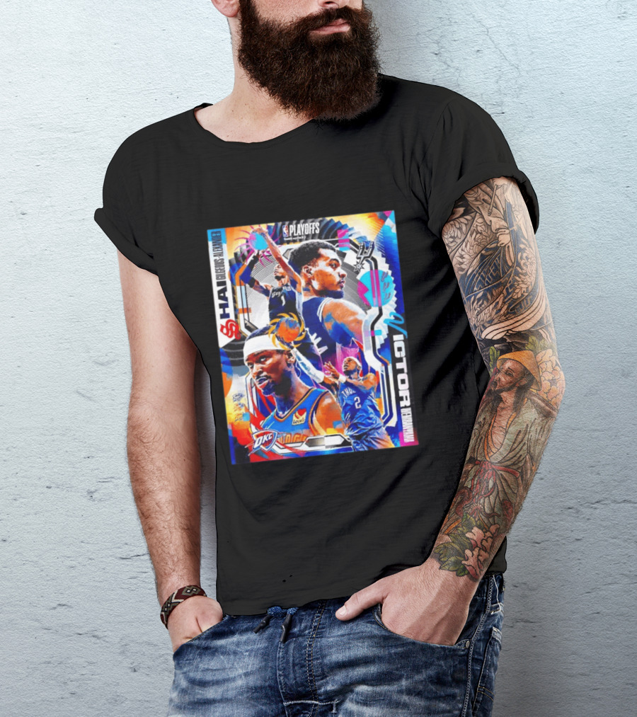 NBA Playoffs Shai Gilgeous Alexander OKC Thunder Victor Wembanyama Spurs Matchup T-Shirt