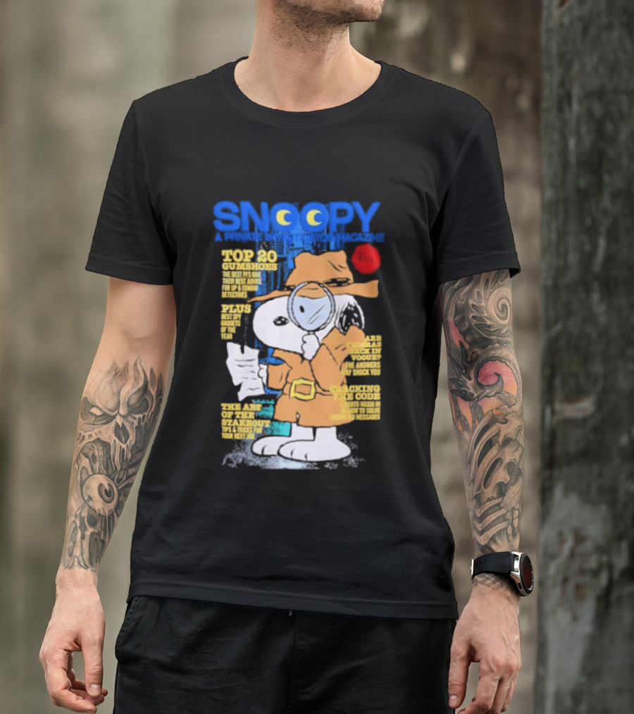 Snoopy Top 20 Clues Uncover Mystery Solved Peanuts Detective Investigator T-Shirt