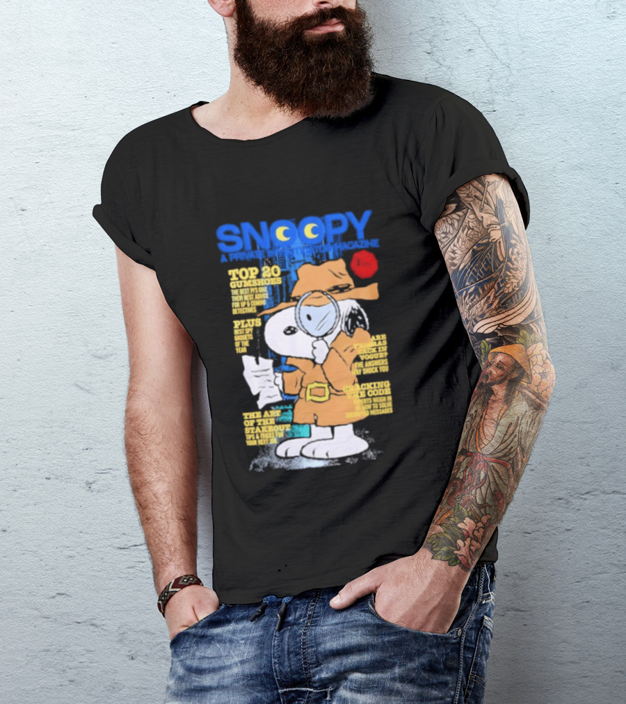Snoopy Top 20 Clues Uncover Mystery Solved Peanuts Detective Investigator T-Shirt