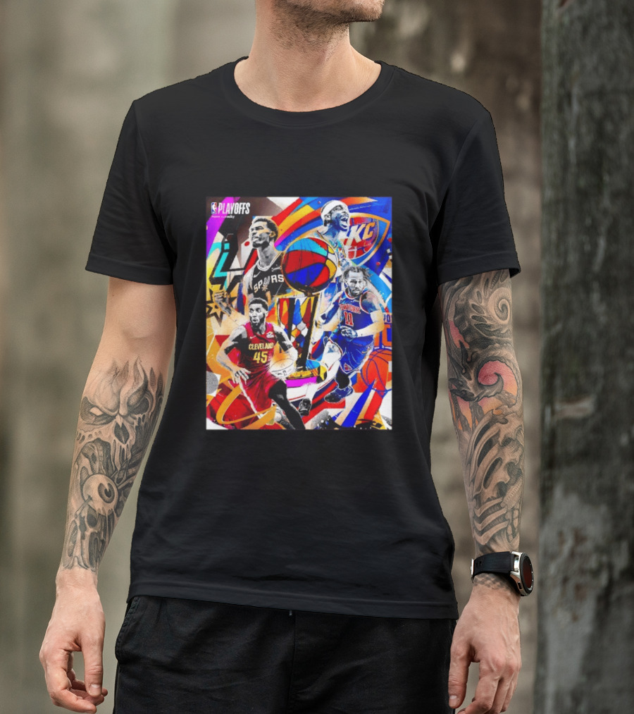NBA Playoffs Spurs Thunder Cavaliers Knicks Star Players Wemby Alexander Brunson Mitchell T-Shirt