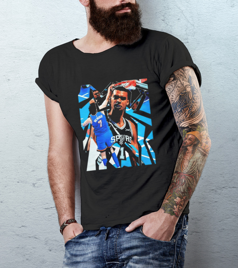 San Antonio Spurs Wembanyama Dunk Showdown With Holmgren T-Shirt