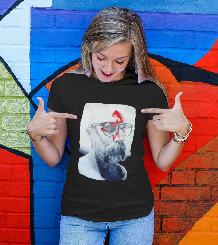 Bald Man With Bloody Beard And Skull Glasses T-Shirt