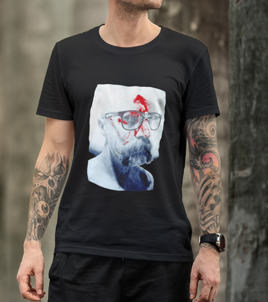 Bald Man With Bloody Beard And Skull Glasses T-Shirt