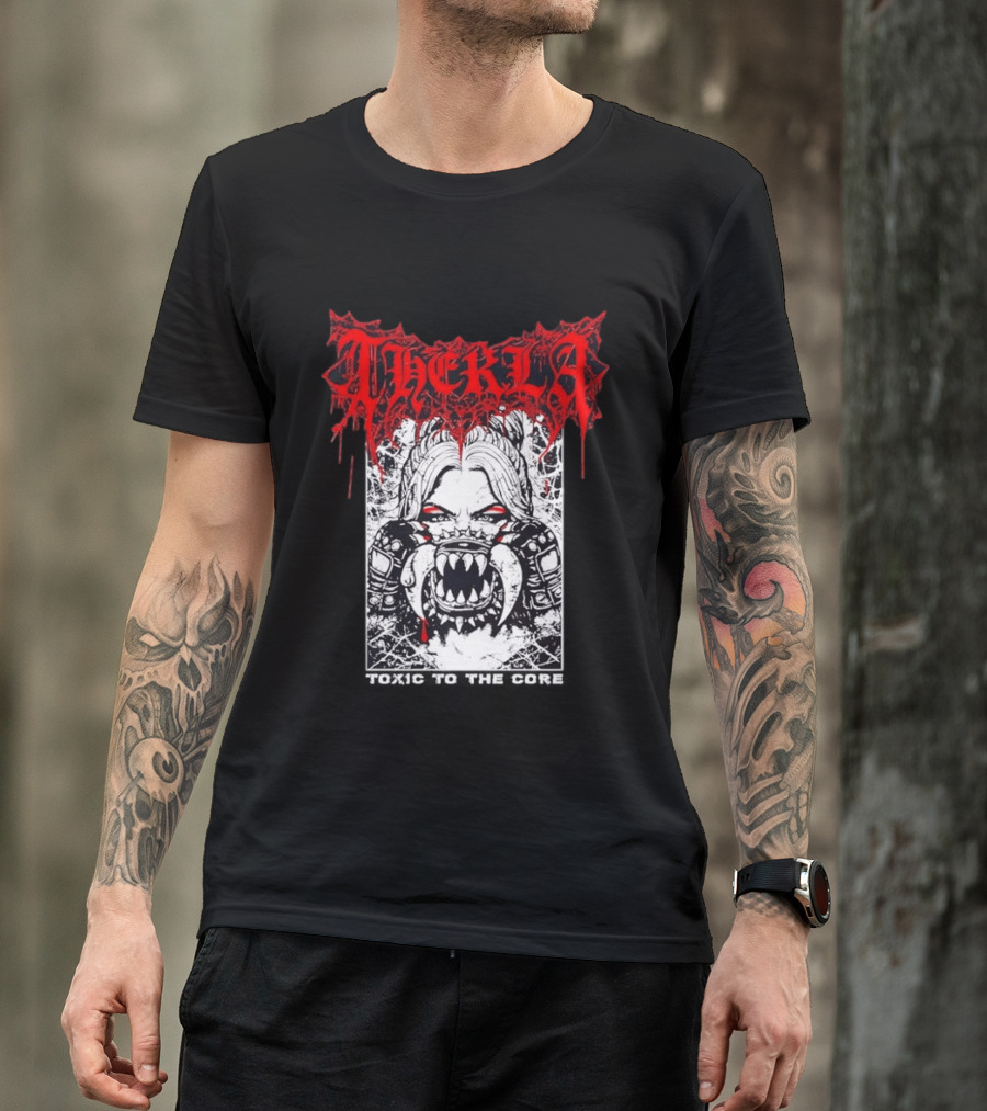 Therkla Toxic To The Core Female Demon Mouth Red Eyes Dripping Blood T-Shirt