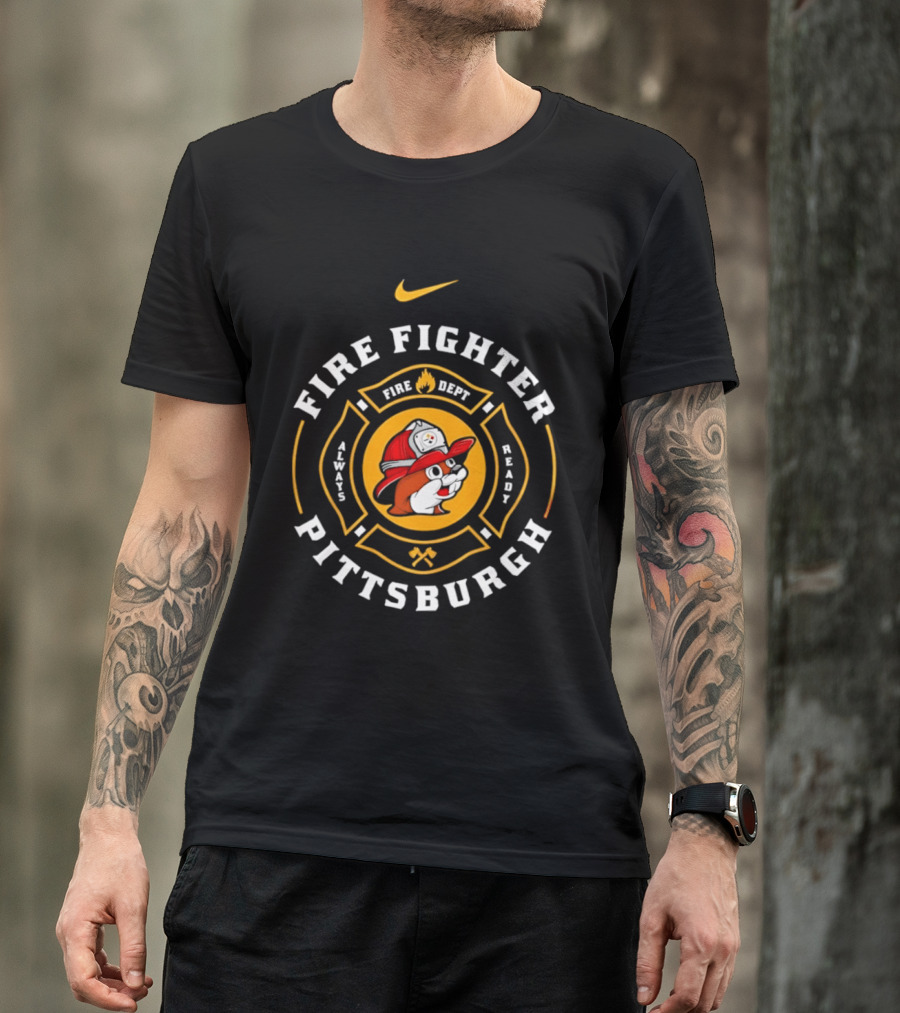 Pittsburgh Firefighter Maltese Cross Buc Ee's Nike Steelers T-Shirt