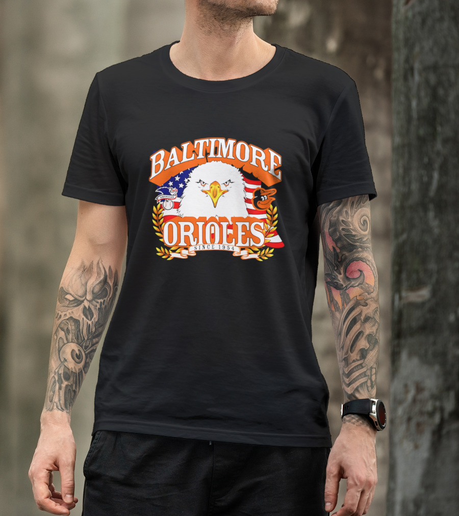 Baltimore Orioles Americana Eagle Logo With USA Flag Celebrating America's 250th Anniversary T-Shirt