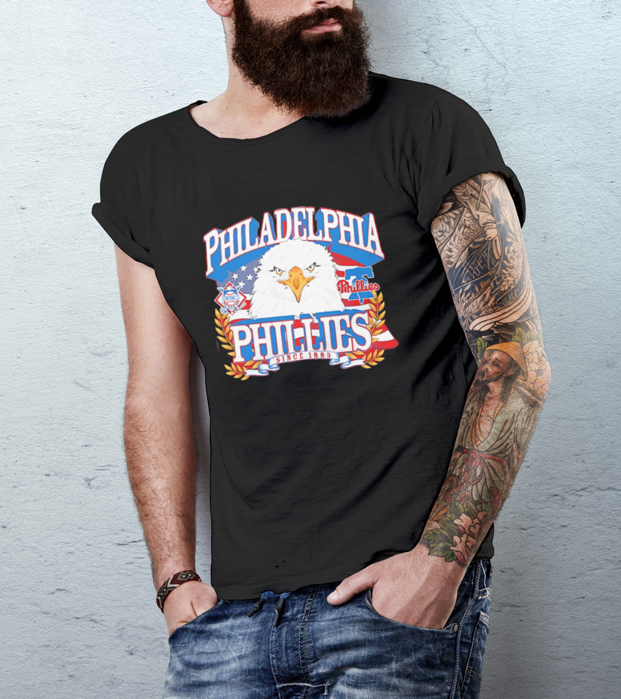 Philadelphia Phillies Eagle Americana Since 1883 National League Flag T-Shirt