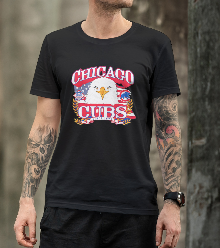 Chicago Cubs Americana Eagle Since 1876 National League Baseball Stars And Stripes 250th Celebration T-Shirt