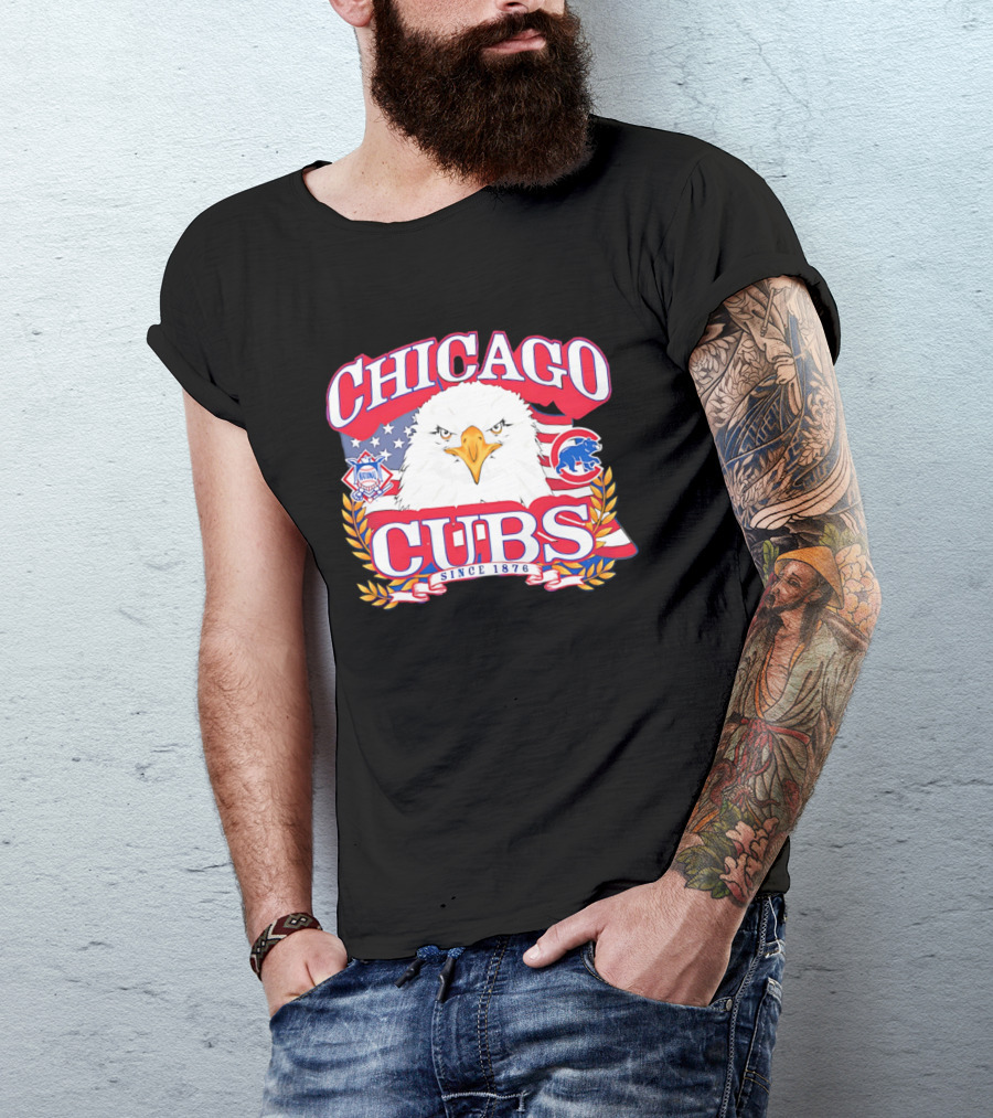 Chicago Cubs Americana Eagle Since 1876 National League Baseball Stars And Stripes 250th Celebration T-Shirt