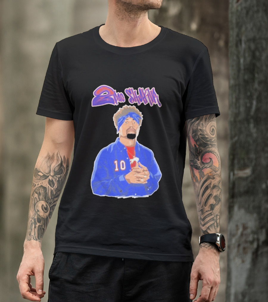 2Pac Shakir Sports Roundtable 10 Blue Bandana T-Shirt