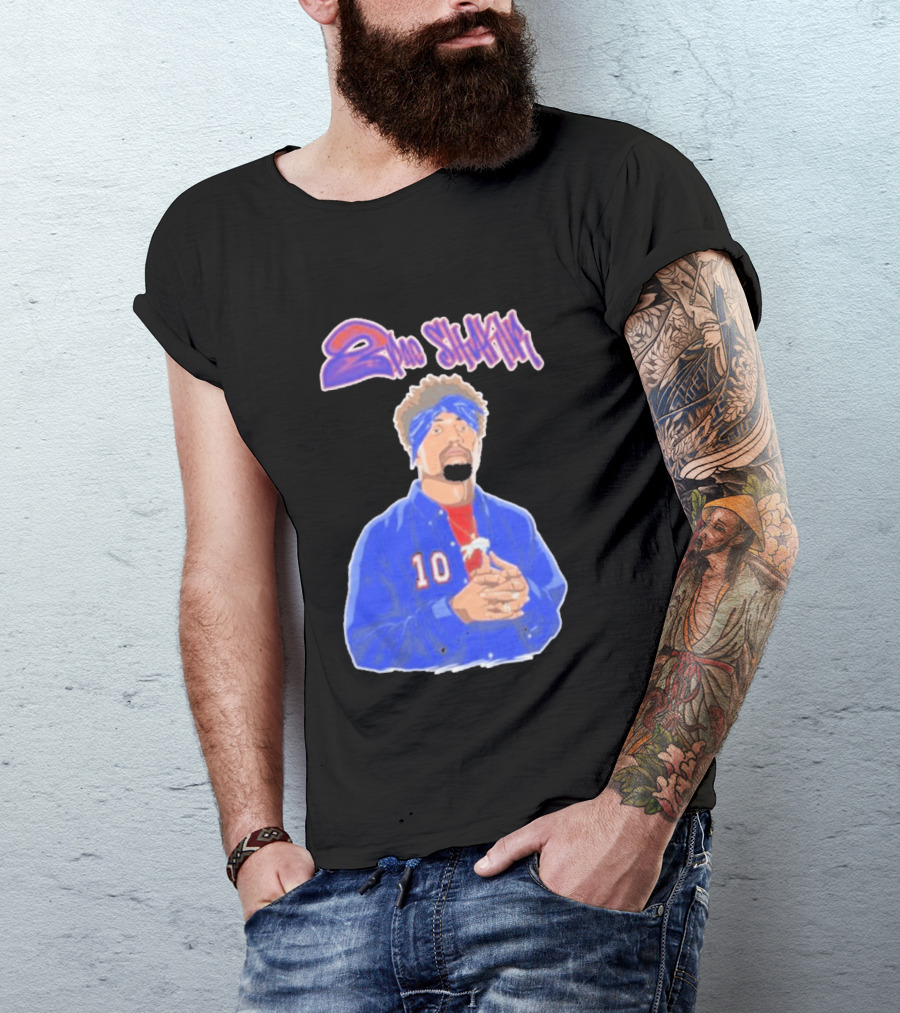 2Pac Shakir Sports Roundtable 10 Blue Bandana T-Shirt
