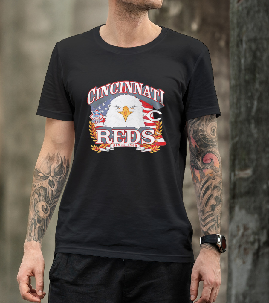 Cincinnati Reds National League Eagle American Flag Since 1869 T-Shirt