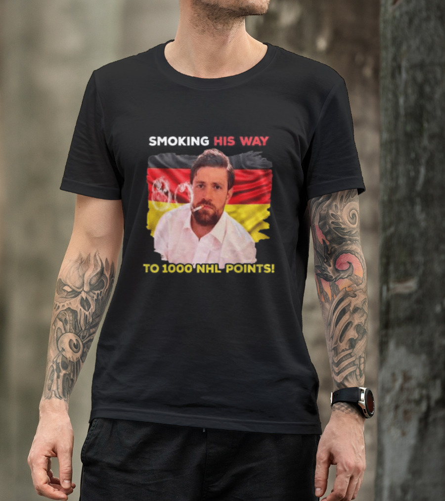 Smoking His Way To 1000 NHL Points Leon Draisaitl Edmonton Oilers T-Shirt