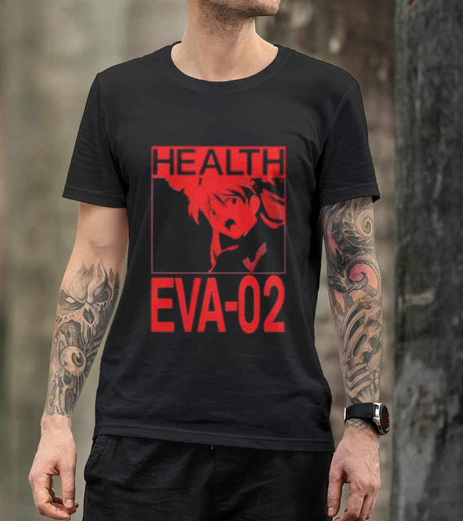 Health Eva 02 Anime Character Red Sketch T-Shirt