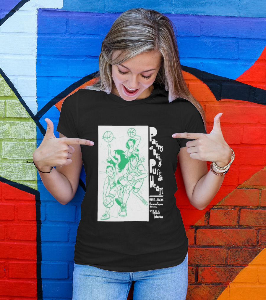 Pains Of Being Pure At Heart Boston May 19 Paradise Touring Company With Helki Silkscreen Basketball T-Shirt