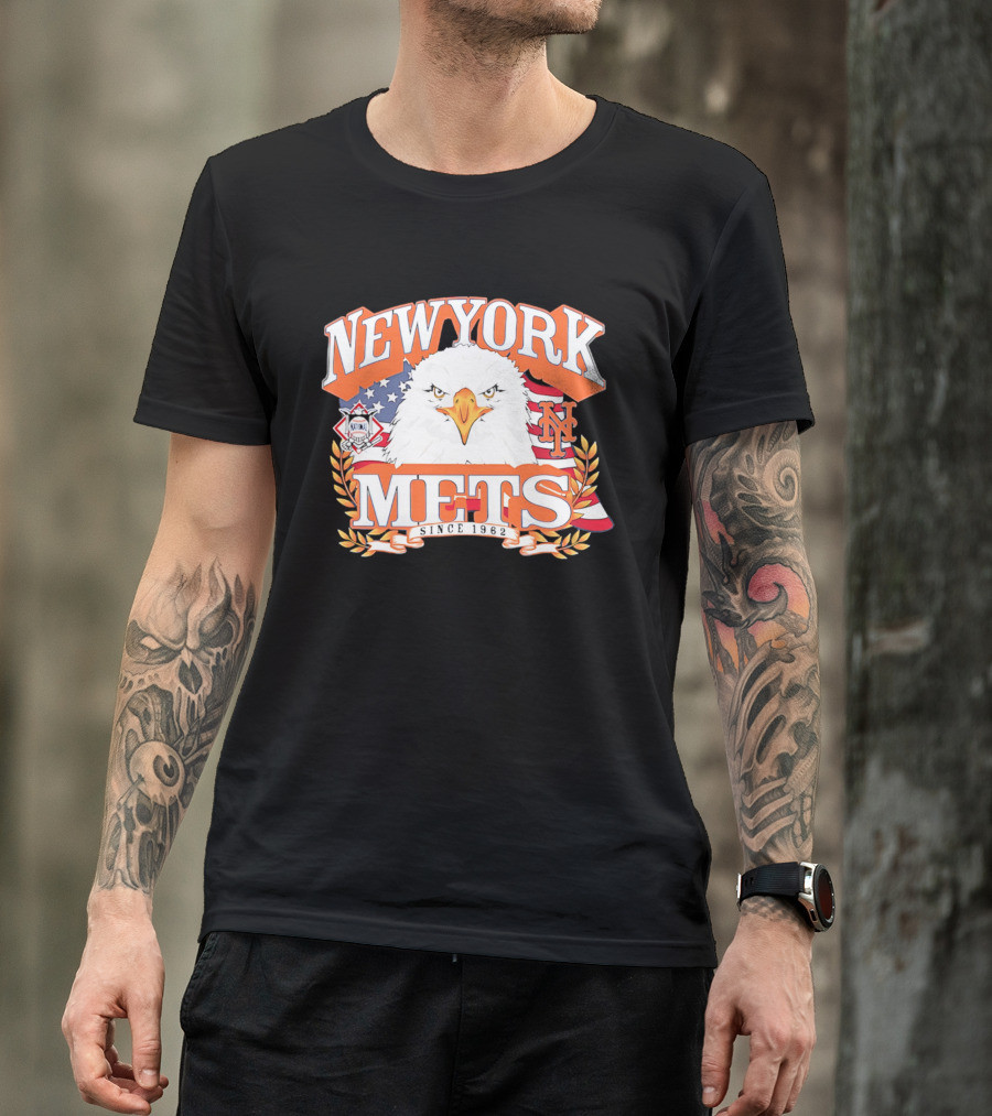 New York Mets Americana Eagle Celebrating National League And Stars Stripes T-Shirt