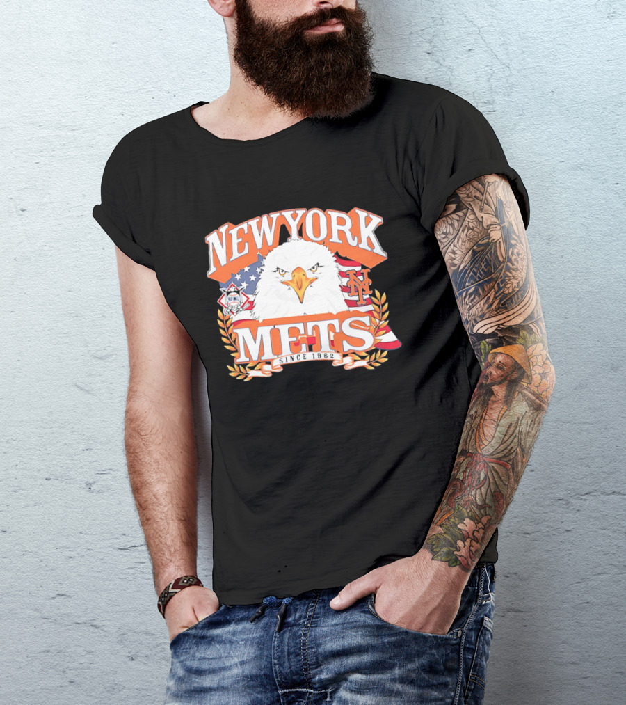 New York Mets Americana Eagle Celebrating National League And Stars Stripes T-Shirt
