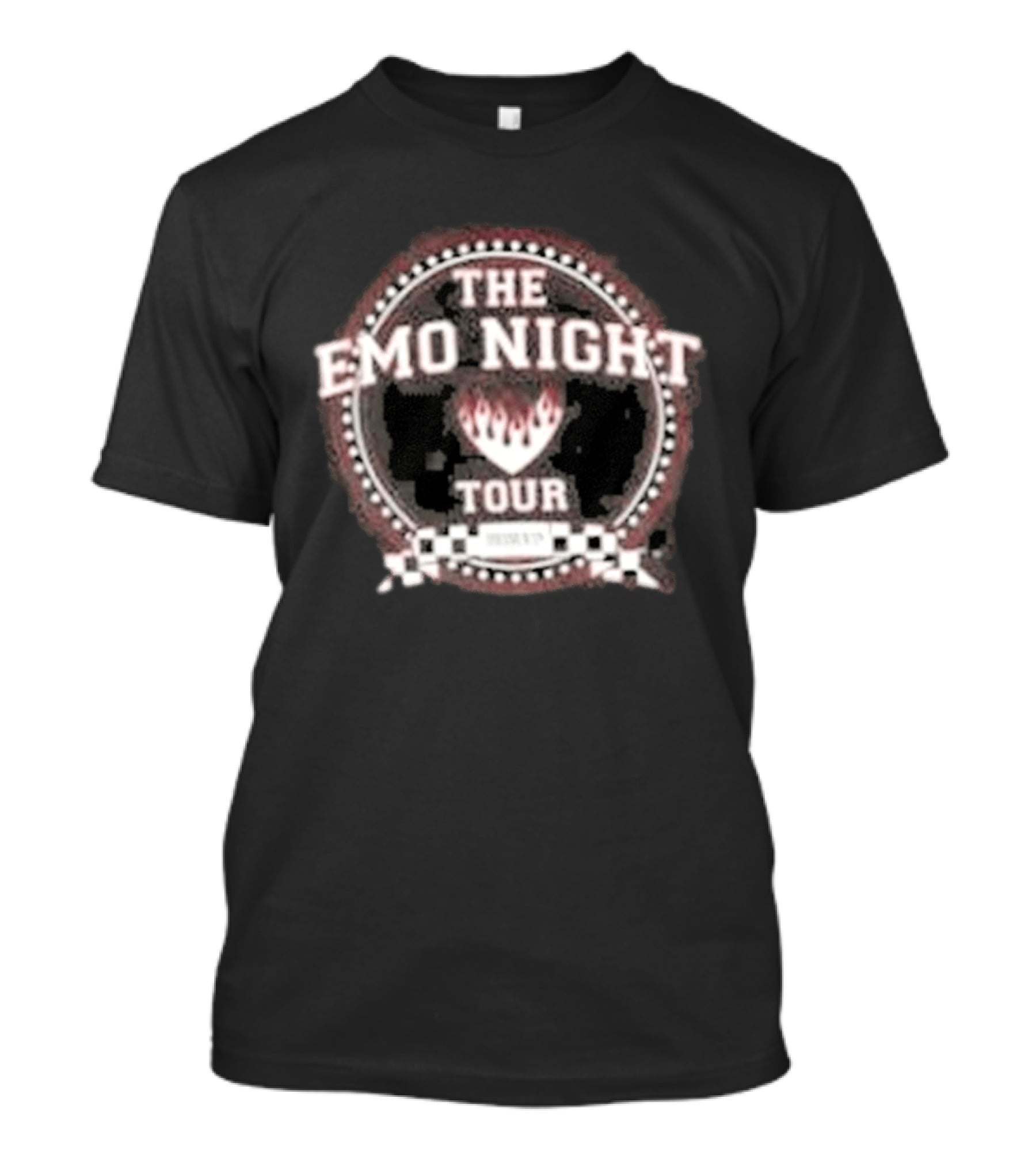 The Emo Night Tour Fraternity Fire Heart Checkered Circle T-Shirt