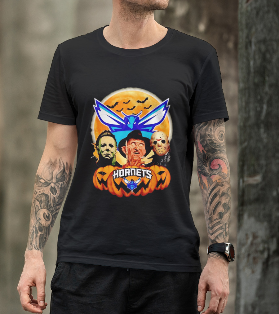 Halloween Horror Characters Freddy Jason Michael Myers Charlotte Hornets T-Shirt