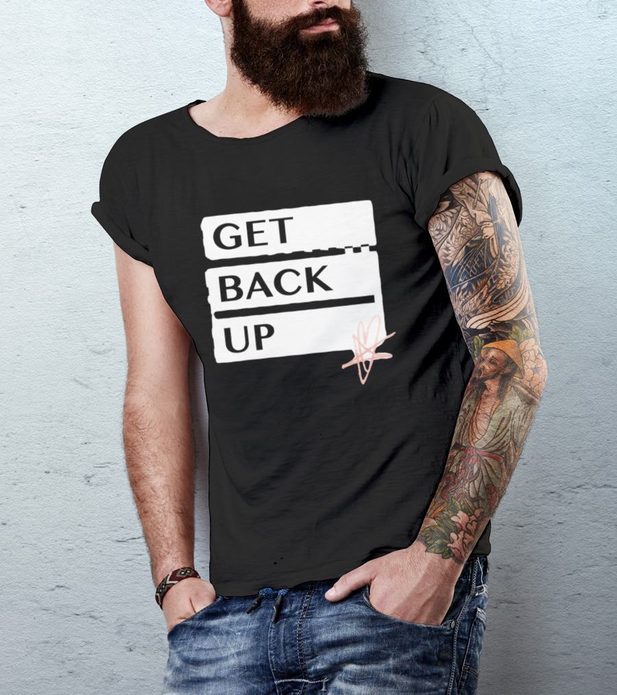 Get Back Up Bold Text Heart Star T-Shirt