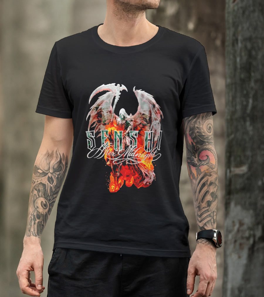 Senshi After Midnight Flaming Grim Reaper Wings T-Shirt