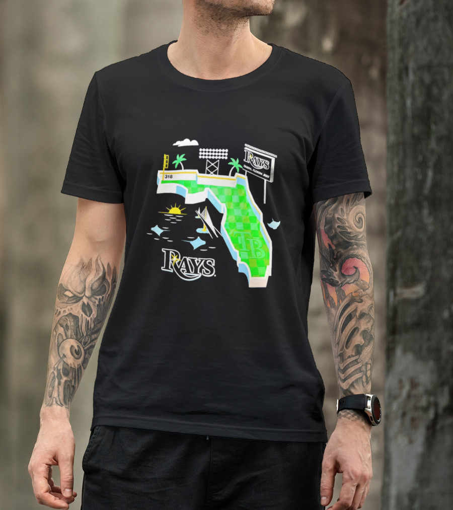 Tampa Bay Rays Florida Map TB Stadium Palms And Sunshine T-Shirt
