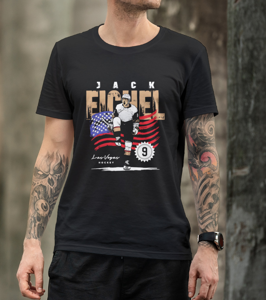 Jack Eichel 9 USA Flag Las Vegas Hockey 2026 T-Shirt