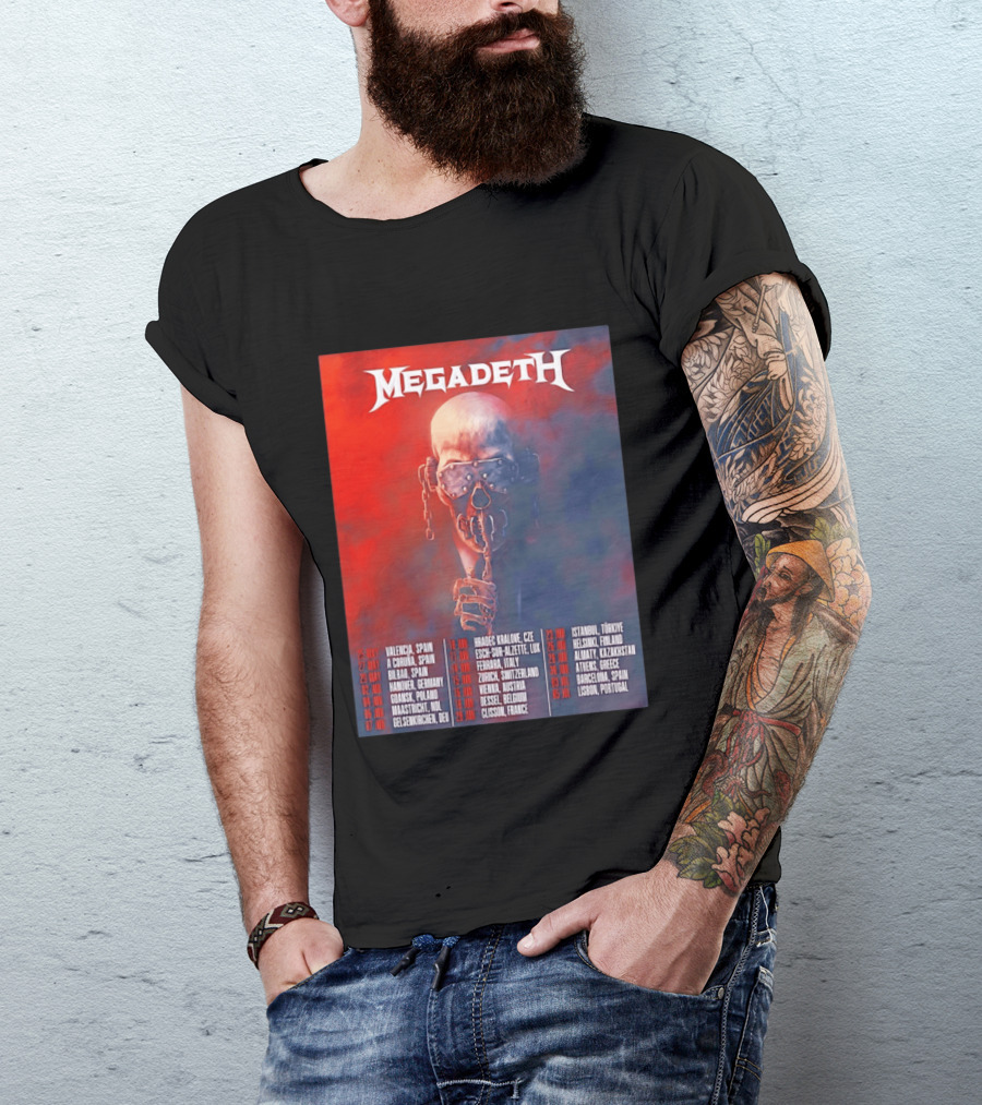 Megadeth 2026 Farewell Tour Europe Dates And Venues T-Shirt
