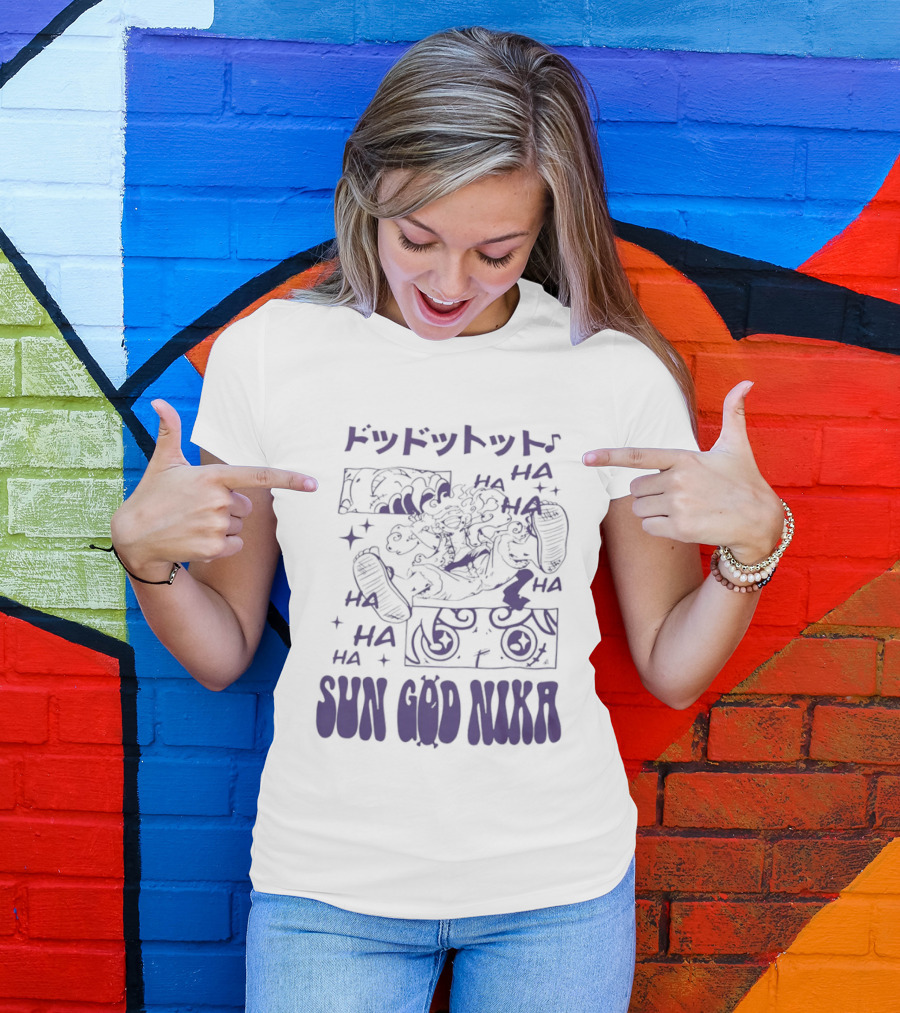 Monkey D Luffy Sun God Nika Laugh One Piece Joyful Image T-Shirt