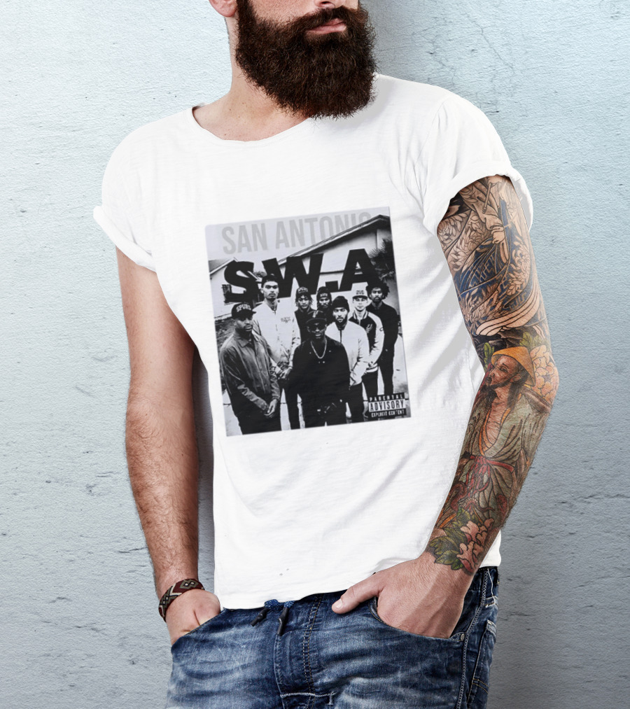 San Antonio Swa Paradvisory Explicit Content 210 Spurs Black And White Group T-Shirt