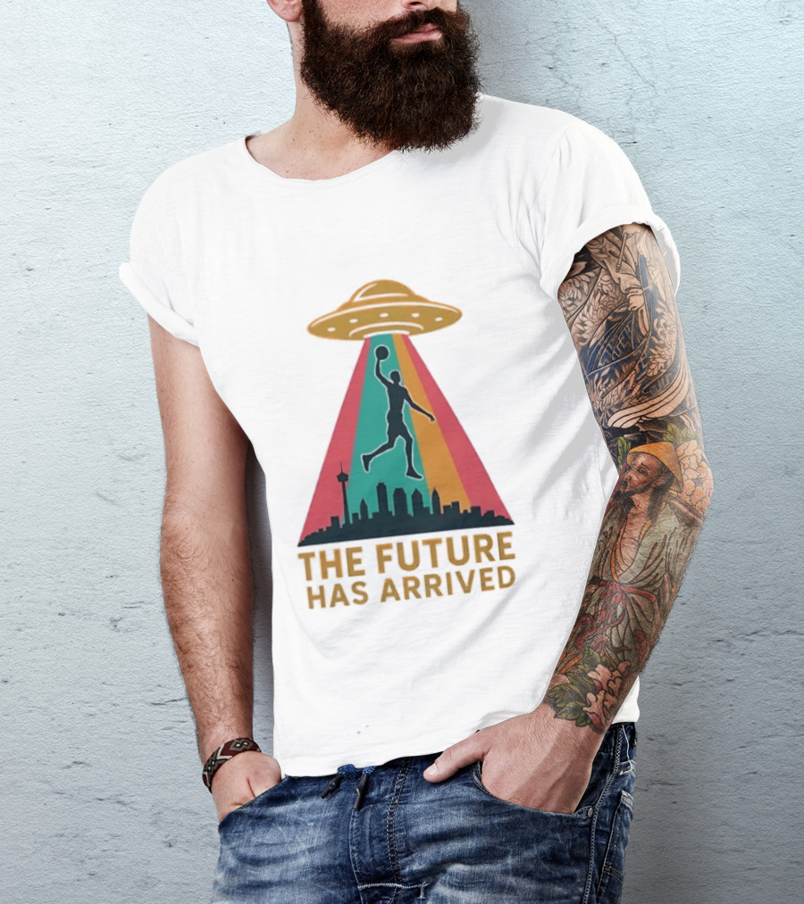 Victor Wembanyama San Antonio Spurs NBA The Future Has Arrived UFO Skyline T-Shirt