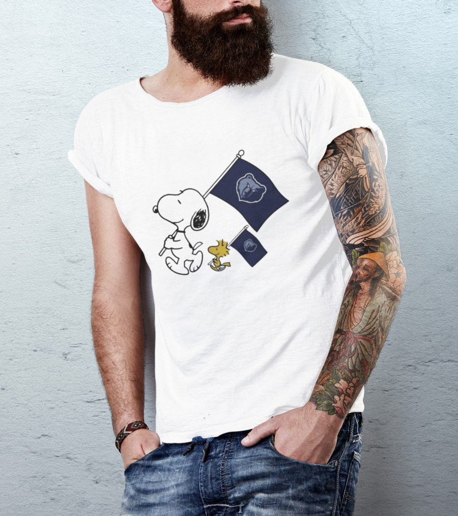 Memphis Grizzlies Snoopy Woodstock NBA Flags Basketball Team T-Shirt
