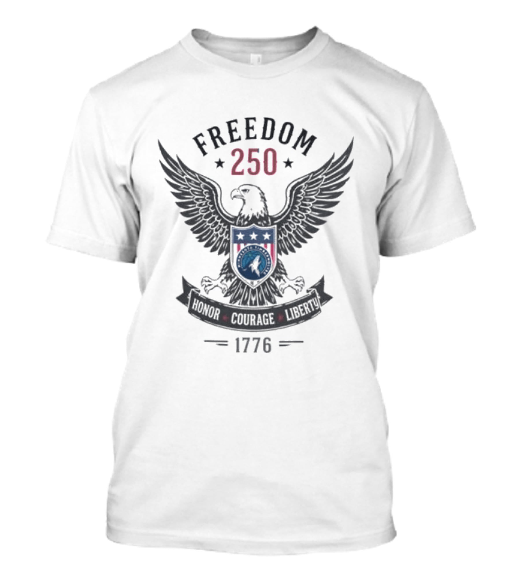 Freedom 250 Eagle Honor Courage Liberty 1776 T-Shirt