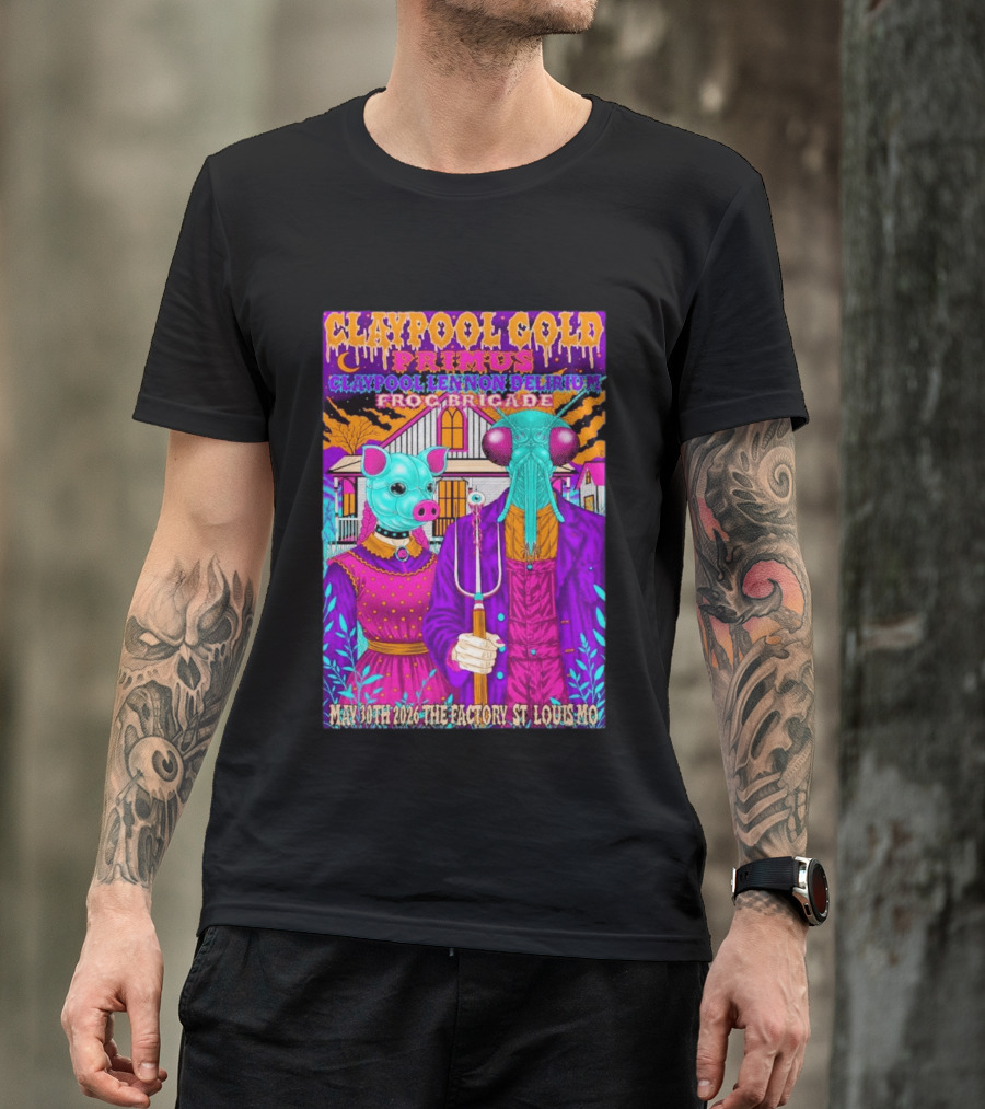 Claypool Gold Primus Lennon Delirium Frog Brigade Concert May 30th 2026 St Louis Mo T-Shirt
