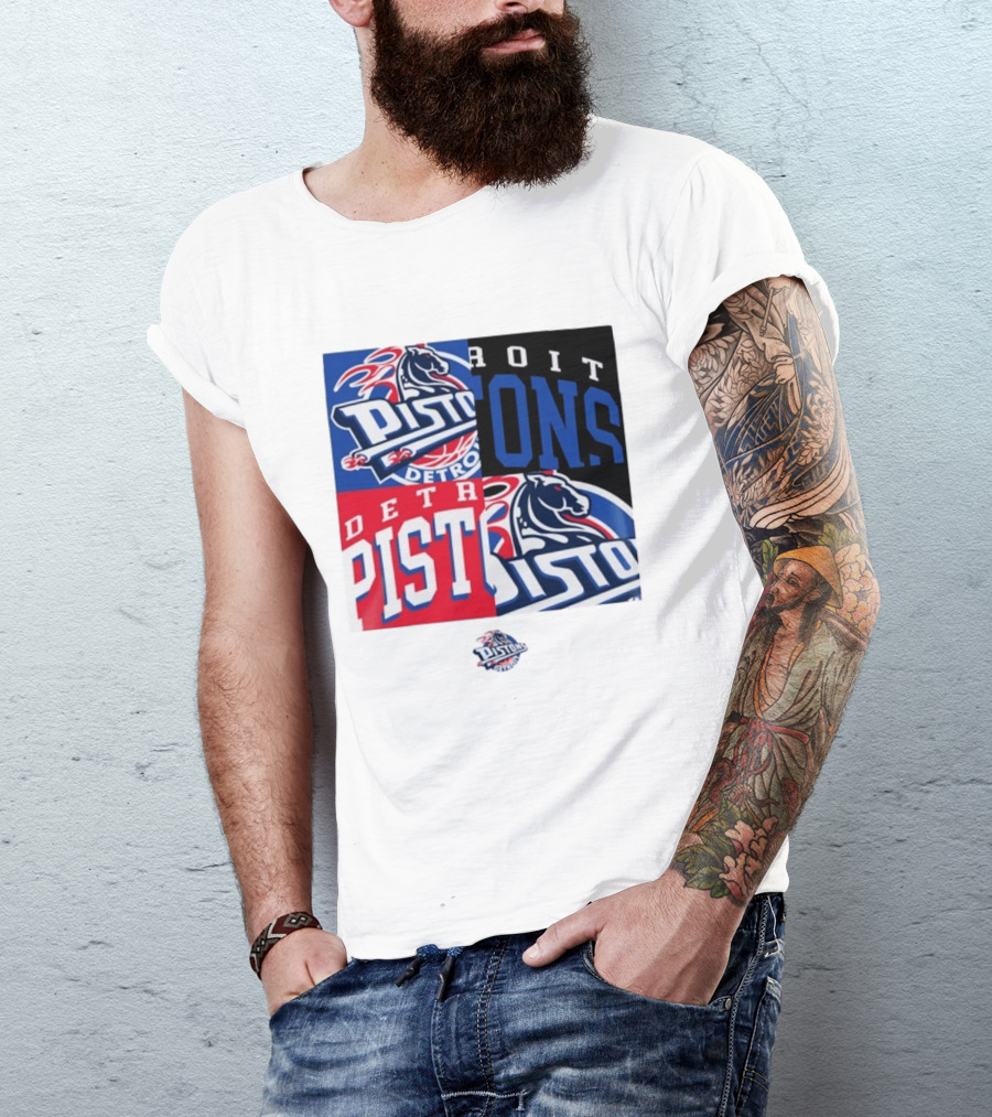 Detroit Pistons New Era Block PISTONS DETROIT Basketball T-Shirt
