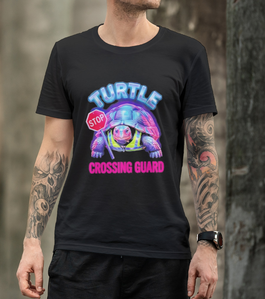 Turtle Stop Crossing Guard Neon Vibe T-Shirt