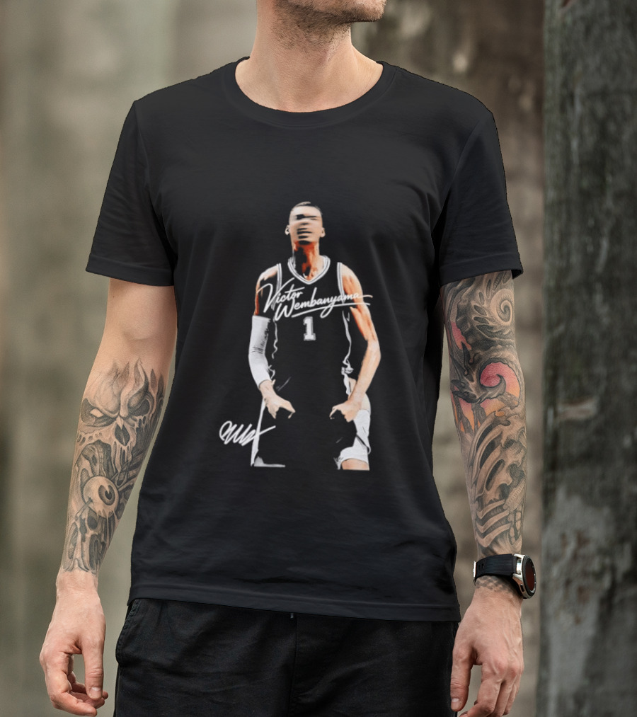 Victor Wembanyama San Antonio Spurs 2023 NBA Draft Number 1 Jersey Signature T-Shirt