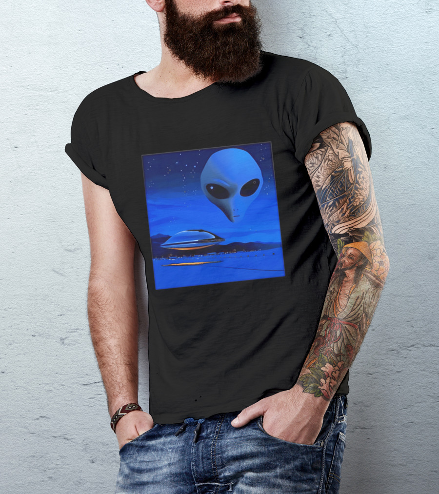Aline UFO Portrait Night Sky Scene T-Shirt